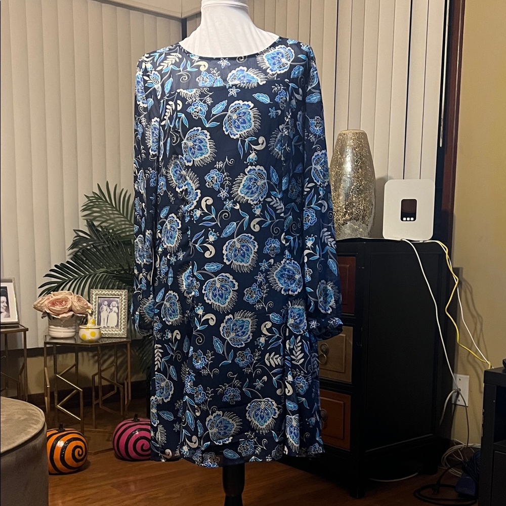 The Limited Blue Floral Long Sleeve Dress